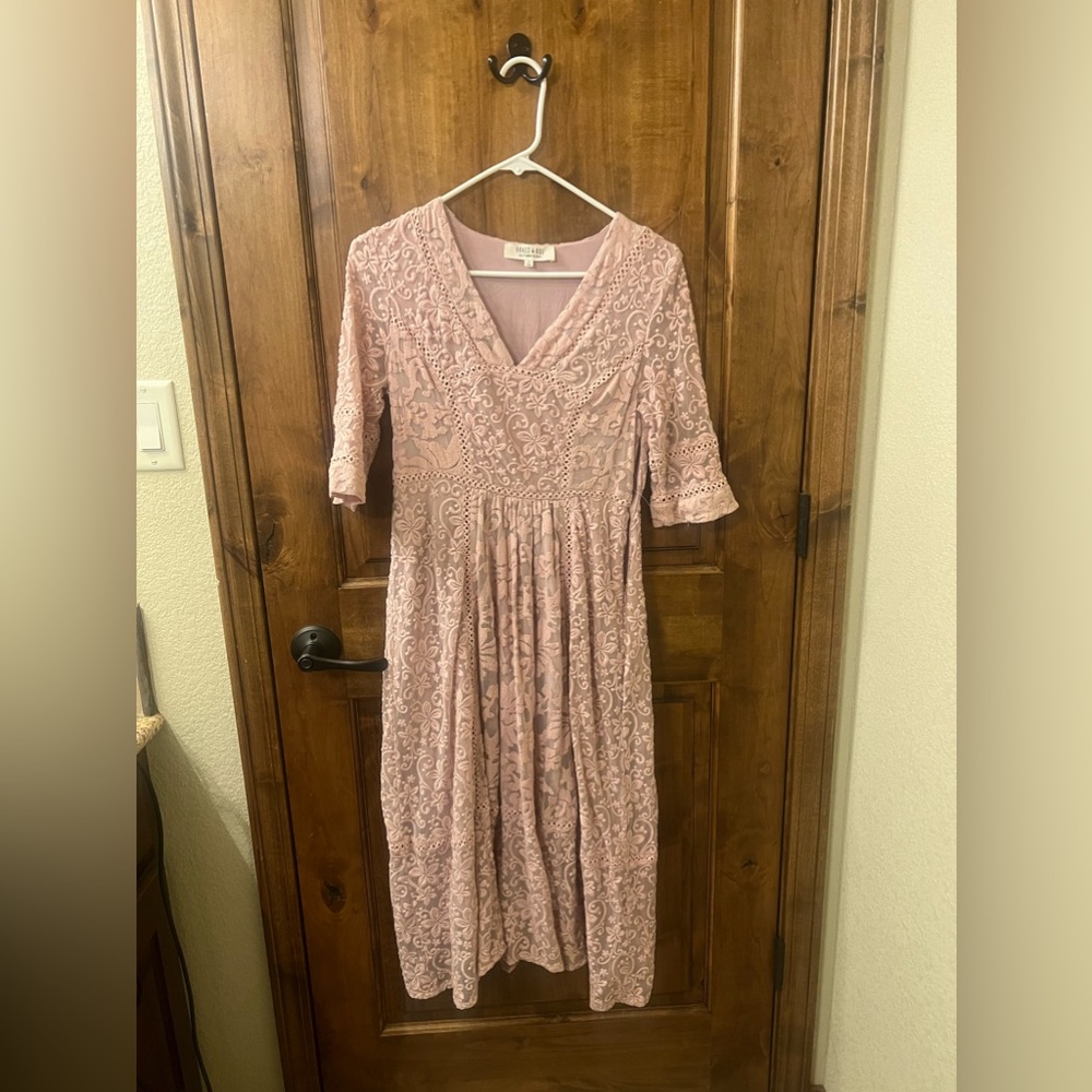 Blush pink lace dress